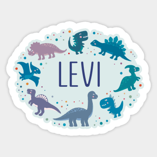 Levi name surrounded by dinosaurs Sticker